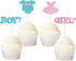 Ercadio 24 Pack Boy or Girl Cupcake Toppers Glitter Onesie Jumpsuit Cupcake Picks Baby Shower Kids Birthday Gender Reveal Party Cake Decorations S...