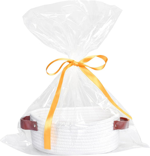 ABenkle Small Woven Basket, Mini Cotton Rope Storage Tiny Shelf Oval Decorative Toy Baby Dog Cat Basket for Nursery, Kids Room, Empty Gift Basket ...