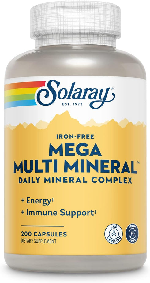 Solaray Mega Multi Mineral No Iron, Vitamin Capsules (076280045147) (200 Capsules, 50 Servings)...