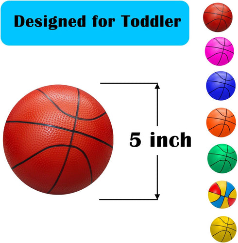 ABAJI Mini Basketballs Pink 2 Pack 5" Set with Pump Needle Durable Material for Mini Hoop 3+ Years Toddlers Kids Teenagers for Pool Indoors Outdoo...