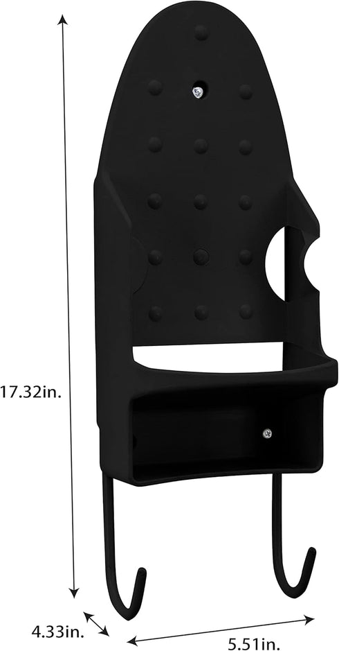 Woolite Wall Mount Iron and Ironing Board Organizer | Fits Most Irons | Holds T-Shaped Ironing Boards | Laundry Room Storage | Black...