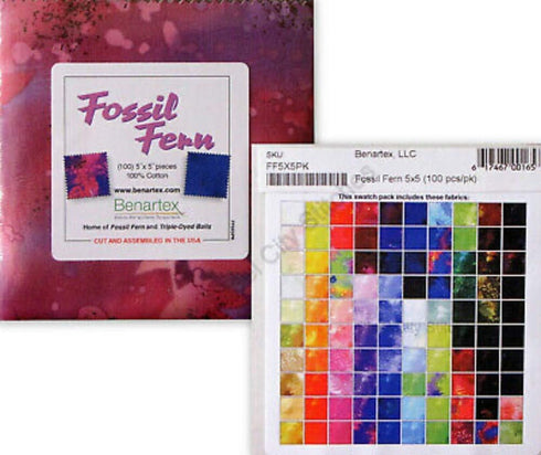 Benartex Fossil Fern Cotton Fabric 5" Squares Charm Pack Quilting Fabric Material for Sewing, 100 Cotton Square Pieces...
