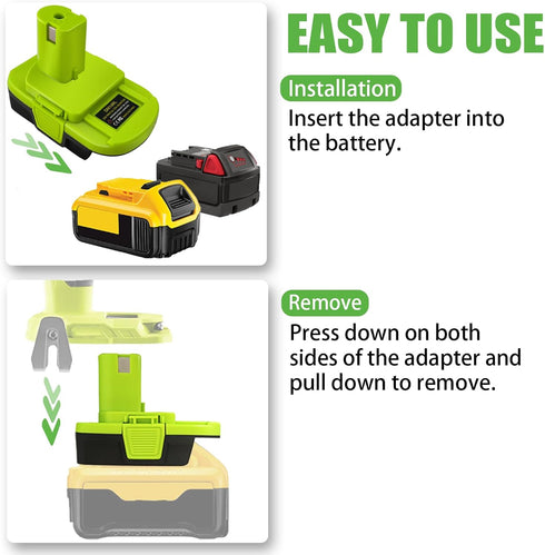 EID DM18RL Adapter Use for Ryobi Tools, for Milwaukee M18 18V & for Dewalt 20V Battery Convert to P105 P107 P108 Battery with 5V 2.1A MAX USB Char...