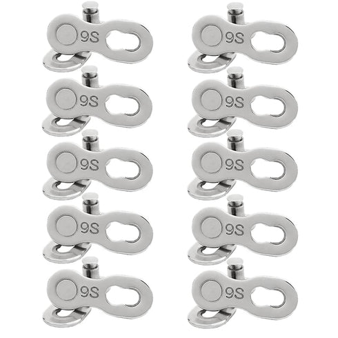 10 Pairs Bike 9 Speed Chain Link Connector Steel Quick Link Universal Bicycle Chain Connector Lightweight Magic Buckle Missing Master Links Bicycl...