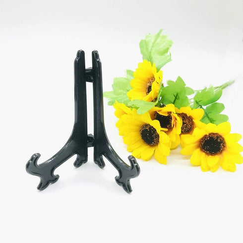Woohome 20 PCS 5 Inch Plastic Easels Plate Display Stands Black Little Picture Frame Stand Holder...