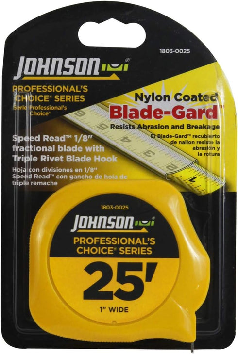 Johnson Level & Tool 1803-0025 Professional's Choice Power Tape, 25', Black/Yellow, 1 Tape...