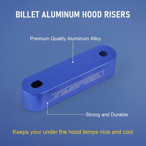 JDMSPEED Anodized Blue JDMSPEED Hood Spacer Hood Riser 3/4" Replacement For Honda Civic CRX Del Sol Acura Integra...