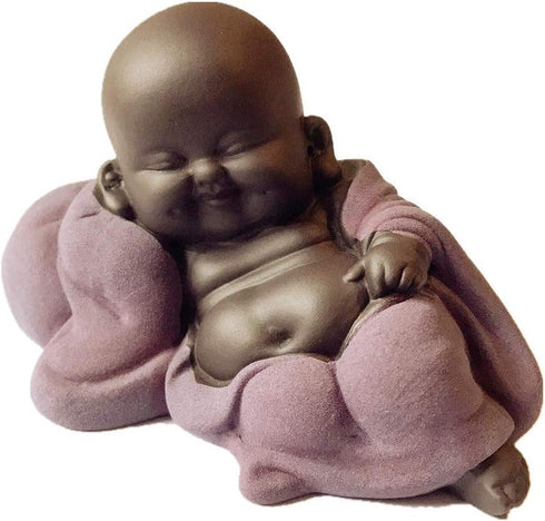 Kingzhuo Ceramic Tiny Cute Buddha Statue Monk Figurine Creative Baby Crafts Dolls Ornaments Gift Classic Delicate Ceramic Arts and Crafts Tea Acce...
