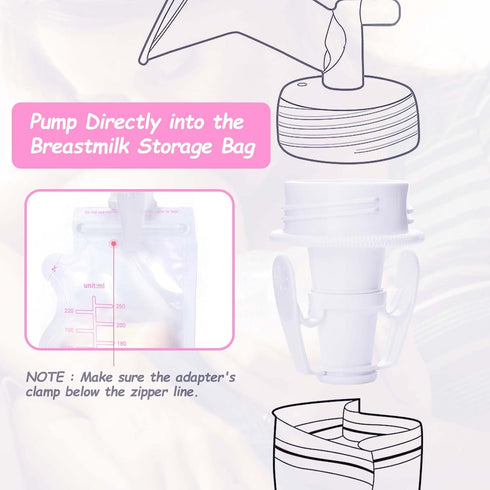 BABORUI Breastmilk Storage Set, 2Pcs Breastmilk Storage Bag Adapters with 20Pcs Milk Storage Bags for Fridge or Freezer, BPA Free Breastfeeding Es...