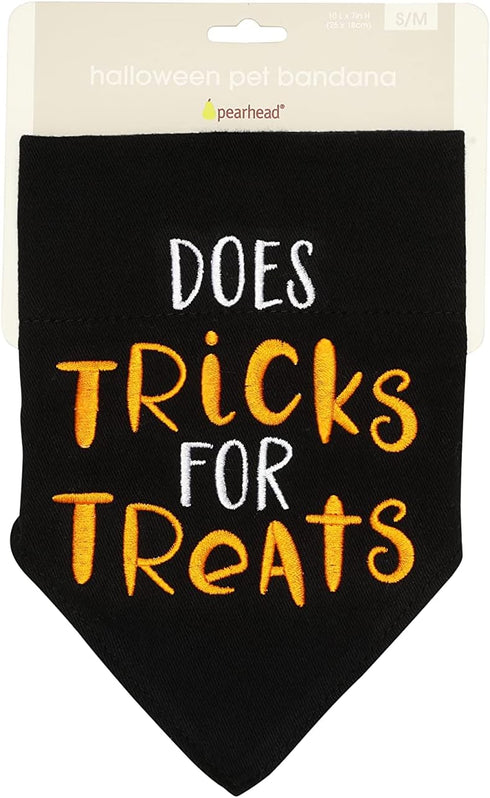 Pearhead Trick or Treat Bandana, Fall Holiday Dog Apparel, Halloween Dog Costume, Dog Slip On Collar Accessories, Small/Medium, S/M...