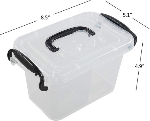 Idotry 6-Pack Mini Plastic Storage Latch Box, 1.5 L Clear Plastic Mini Latch Box...