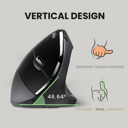 Perixx PERIMICE-713 Wireless Ergonomic Vertical Mouse - 800/1200/1600 DPI - Right Handed - Recommended with RSI User...