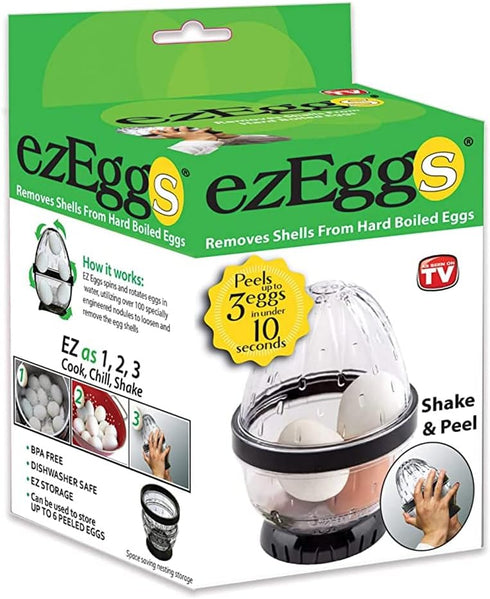 EZ EGGS Hard Boiled Egg Peeler, 3 Egg Capacity – Handheld Specialty Kitchen Tool Peels Egg Shells in Seconds (As Seen on TV)...