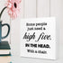 Some People Just Need A High Five in The Head with Chair Wood Box Sign Desk Decor,Funny Sarcastic Wood Block Plaque Box Sign Desk Decorations for ...