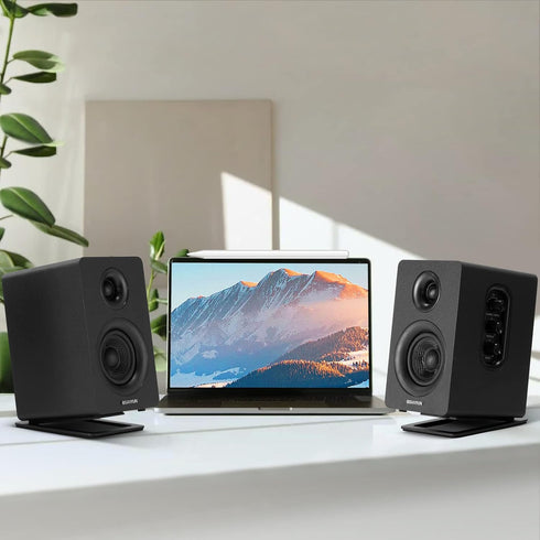 SW601 Metal Desktop Speakers Stands for Compact 2''-3'' Speakers, Tilted Steel Damping Foam Padding for Computer PC Tabletop Monitor Speakers, Rec...