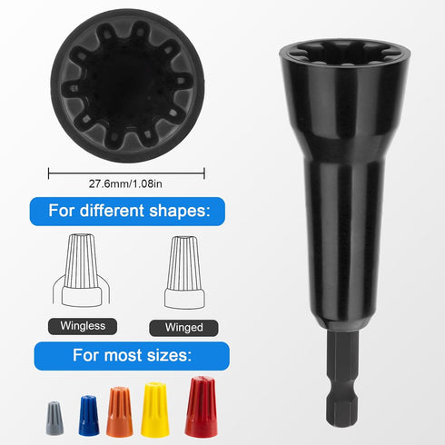 SUNJOYCO 3PCS Wire Nut Twister Tools for Drill, Wire Twisting Spinner, Wire Spin Twister Nut Connector Socket, Wire Twisting Tools with 1/4" Chuck...