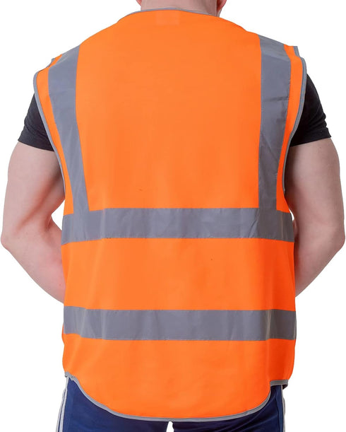 9 Pockets Safety Vest Class 2 High Visibility Reflective Vest for Women Men Security Wear Meets ANSI/ISEA Standards(KZC-Orange, 2XL)...