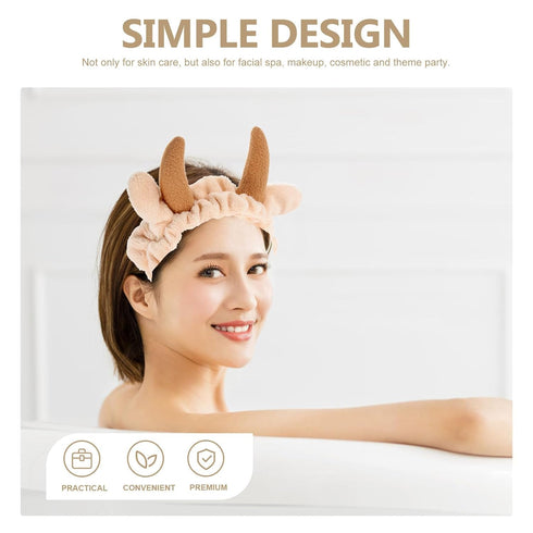 FRCOLOR Animal Spa Headband 2Pcs Cow Headband Skincare Soft Plush Hairband for Makeup Face Wash Cosmetic Shower Elasticity Cow Makeup Headband for...