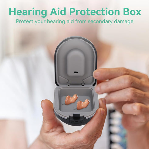 Behind?the?Ear Hearing Aid Case, Waterproof Drop Resistance Storage Box Portable Protective Box for Storing Hearing Aids, 6.5 x 5 x 2.5cm...