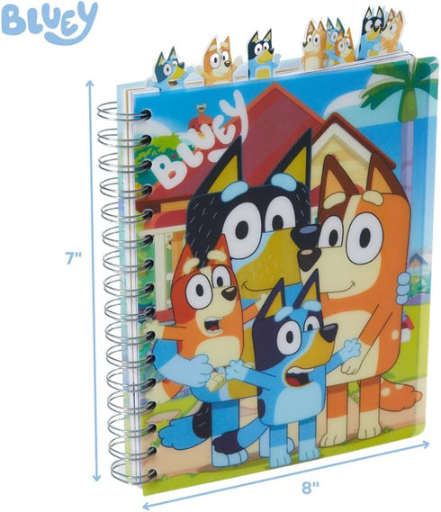 Innovative Designs Bluey Tab Journal Notebook, Spiral Bound, 144 Lined Pages, 8 x 7 inches, Blue...