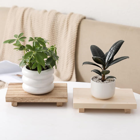 Bathroom Counter Organizer Wood Pedestal Stand Farmhouse Decorative Tray Soap Holder for Kitchen Decor, Burlywood...