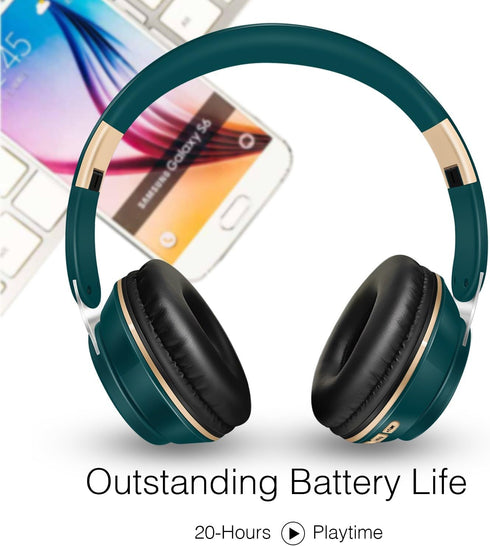 RAT TAIL Bluetooth Headset, Chat- Comfortable Over Ear Stereo Wireless Headphones with Mic, Soft Earmuffs/Foldable/SD/TF/FM Radio, 20H Playtime, G...