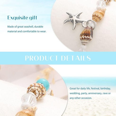 Boho Anklet Bracelets Seashell Ankle Chain Summer Beach Foot Jewelry for Women...
