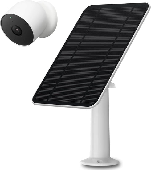 Solar Panel Compatible with Google Nest Cam Outdoor or Indoor(Battery)-2nd Generation,Includes Secure Wall Mount, IP65 Weatherproof,13.1ft Power C...