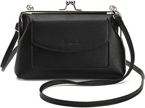 Women Small Shoulder Crossbody Bag Kiss Lock Fashion Designer Phone Purse...