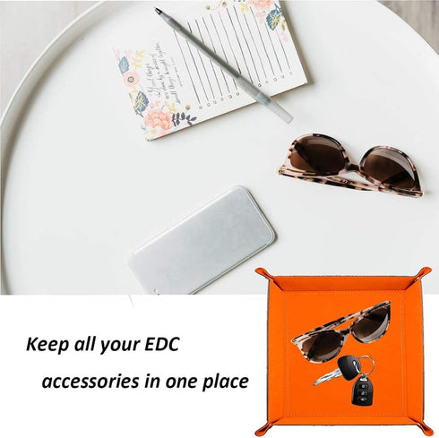 siduater Valet Tray Desktop Storage Organizer – Vegan Leather Catchall Tray Bedside Vanity Tray Nightstand Caddy Holder for Remote Controller, Wat...