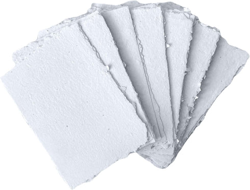 Handmade White Deckle Edge Blank Paper - 2x3 Inch Package of 50 - Mixed Media Loose Leaf Paper for Placecard/Escort Cards, Place Cards, Vow Cards,...