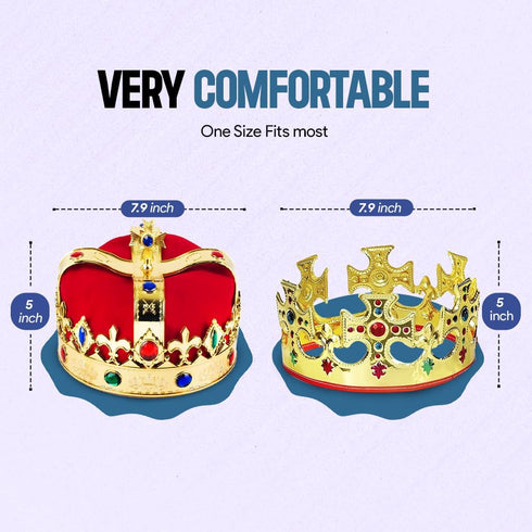 Funny Party Hats Adjustable King Crowns – Royal King Crown – Bejeweled Gold Crowns – 2 Pack...