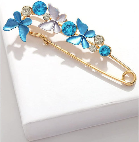 Butterfly Flower Crystal Brooch Pins Sweater Shawl Brooch Anti Exposure Neckline Safety Pin Pink Tulip Pins Rhinestone Enamel Brooch Pins for Wome...