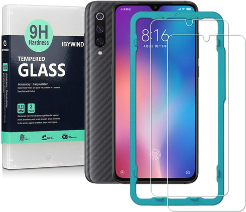 Ibywind Screen Protector For Xiaomi Mi 9/9 Pro,with 2Pcs Tempered Glass,1Pc Camera Lens Protector,1Pc Backing Carbon Fiber Film [Fingerprint Reade...