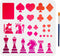 Playing Cards Chess Stencils Hearts Clubs Diamonds Spades Stencil 11.8×11.8inch International Chess Pieces Drawing Stencil with Paint Brush for Ar...