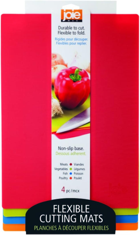 Joie Color Coded Flexible Cutting Mats, Non-Slip Base, Minimal Kitchen Accessory, Easy Food Disposal...