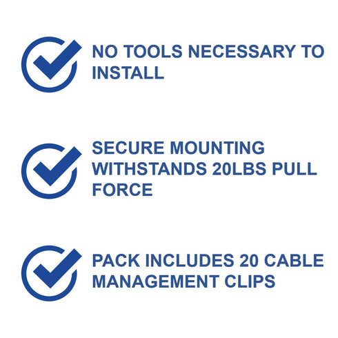 Legrand - OnQ Cable Management Clips, No Tools to Install Wall Cable Management, Cable Clips Withstand 20 LBS Pull Force, Black, AC103520, 20 Pack...