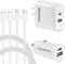 65W USB C Dual Port Fast Wall Charger Block, Car Charger Fast Charging + 2pcs 6.6FT Cable + 60W Dual USB C Car Lighter Charger for iPhone 15/15 Pl...