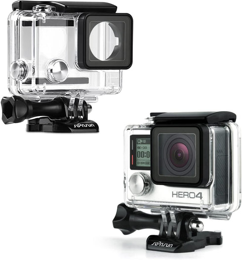 SOONSUN Standard Protective Waterproof Dive Housing Case for GoPro Hero 4, Hero 3+, Hero 3 Black Silver Camera - 40 Meters (131 Feet) Underwater P...