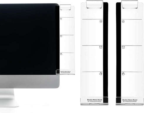 Quadow Monitor Message Board/Computer Monitors Side Panel/Notes Memo Board Message for Monitors,1Set (Left & Right) (with Phone Holder)...