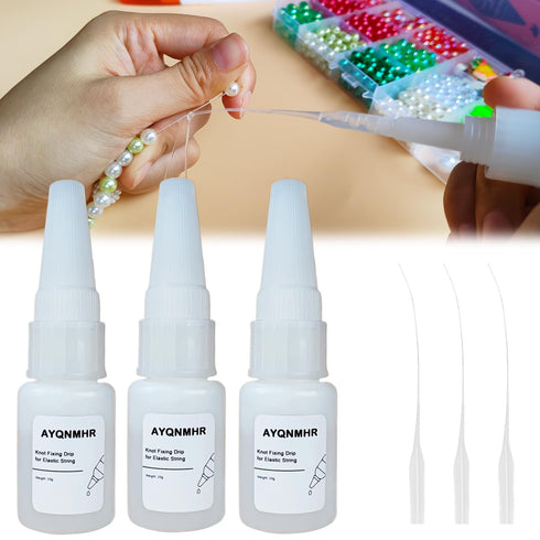 3PCS Professional Bracelet Kont Fixing Drip for Elastic String, Keep Bracelet String Knot Stay Tied for DIY Craft Jewelry Making Kit...
