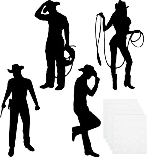 Boao 16 Pieces Cowboy Silhouettes Cowboy Cutouts Western Theme Party Decorations Photo Booth for Wild West Theme Birthday Baby Shower Cowboy Party...