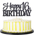PALASASA Black Glitter Happy 16th Birthday cake topper - 16 Anniversary Party Decoration (16th)...