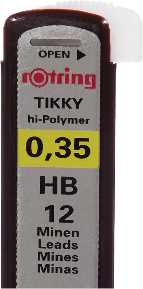 rOtring Replacement Leads for Tikky Mechanical Pencils, 0.35 mm, Hard Black (HB) (S0312410)...