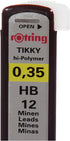 rOtring Replacement Leads for Tikky Mechanical Pencils, 0.35 mm, Hard Black (HB) (S0312410)...