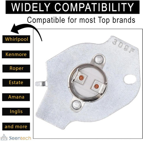 Lifetime 3977393 Dryer Thermal Cut-off Kit by Seentech - Exact fit for Whirlpool Kenmore Maytag Roper Clothes Dryer - Replaces Part Numbers AP3094244, 3399848 & AH334299 by Seentech