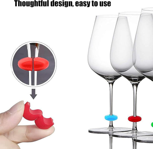 Wine Glass Charms, 36PCS Reusable Silicone Wine Glass Drink Markers, Glass Identifiers For Glass and Cups at Parties, Anniversary, Christmas,Carni...