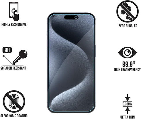 iPhone 15pro Blue Light Screen Protector iPhone 15 Blue Light Screen Protector, Anti Blue Light Tempered Glass Film for iPhone 15 & iPhone 15pro 3...