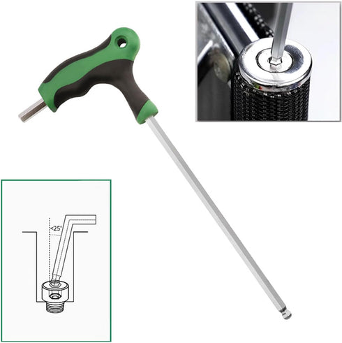 T-Handle Hex Keys Ball End Long Arm Metric Hexagon Allen Wrench Repair Kit Hand Tool for Home Automotive 45 Steel Green 6mm...