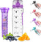 Opard Water Bottle with Time Marker, 30 oz Sports BPA Free Plastic Reusable Fruit Infuser Water Bottles with Handle, Leak Proof Flip Top Lid, Infu...